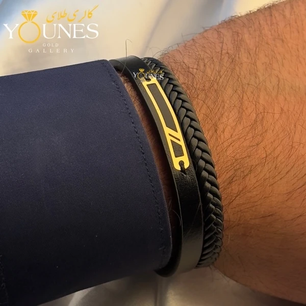 دستبند طلا چرم مردانه L185